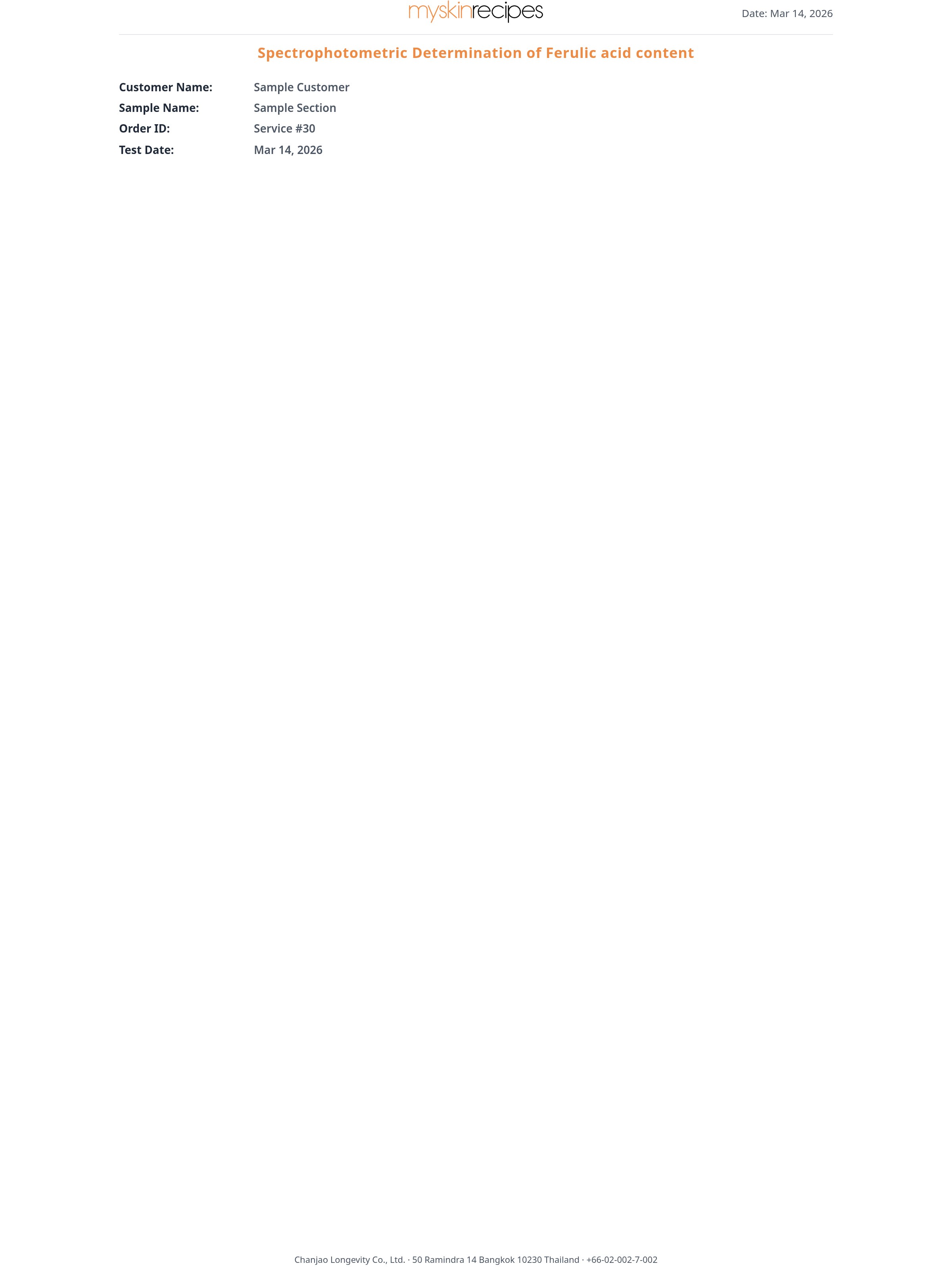 UV-VIS Ferulic Acid Content...