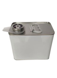 White Coated Metal Can Square Shape With Finger Pressed Lid (5L)