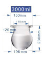 3,4 Neck Glass Reactor (round bottom, 3000ml, 150mm)