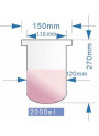 3,4 Neck Glass Reactor (cylindrical round bottom, 2000ml, 150mm)
