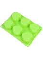 Mold, 6-cavity silicone soap mold, heart shape