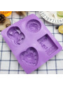 Mold, 4-cavity silicone soap mold, angel, flower, heart shape.