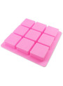 Mold: 9-cavity silicone soap mold, square shape.