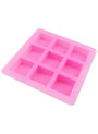 Mold: 9-cavity silicone soap mold, square shape.