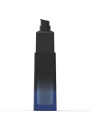 Blue-black glass bottle, square shape, black pump cap, 125ml