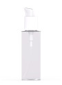 Clear plastic bottle, white pump cap, clear cover, 120ml