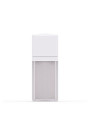 Two-layer pump bottle, opaque white, square shape, white pump cap, 15ml.