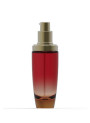 Red glass bottle, gold pump cap, 50ml