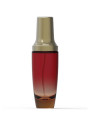 Red glass bottle, gold pump cap, 50ml
