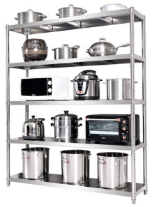 5 stainless steel shelves,...