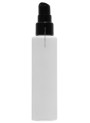 White plastic bottle Tall square shape, black pump cap, opaque cover, 100ml