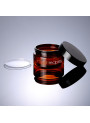 Cream container, tea color, black cap, 100g