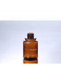 Round tea-colored pump bottle, white pump cap, clear cover, 100ml