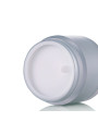 Cream container, opaque white, black cap, 50g