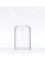Clear spray bottle, round shape, black cap, clear cover, 50ml