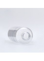 Clear spray bottle, round shape, black cap, clear cover, 250ml