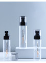 Clear spray bottle, round shape, black cap, clear cover, 120ml
