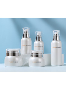 ขวดปั๊ม สีขาวมุก ฝาปั๊มขาว คอเงิน ครอบใส 30ml