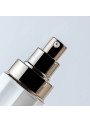 White pump bottle, round shape, gold pump cap, 30ml